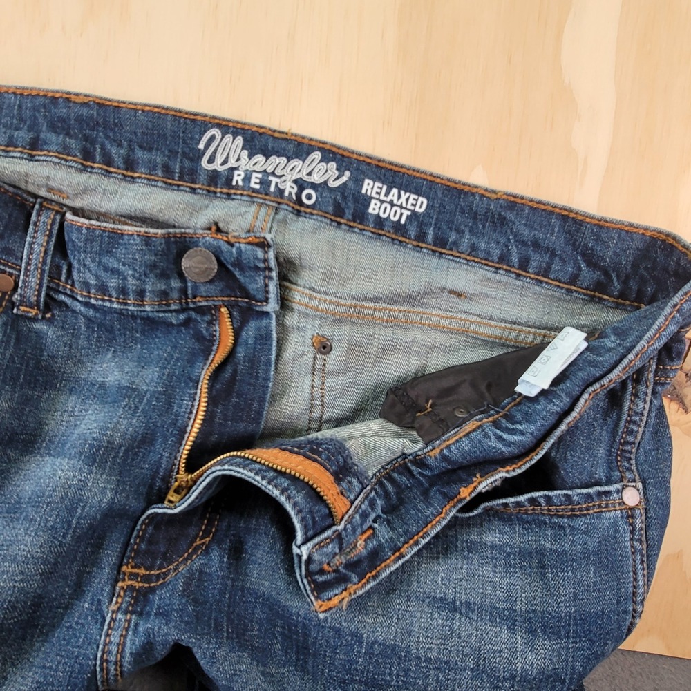 Wrangler Retro Relaxed Boot Jeans Mens 36x30 Blue Excellent Used Condition - Picture 4 of 7